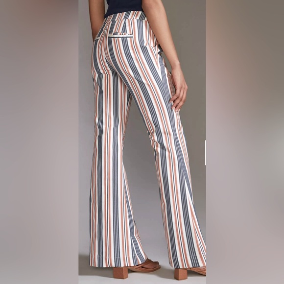 Anthropologie Low-Rise Striped Flare Pants - Picture 5 of 11